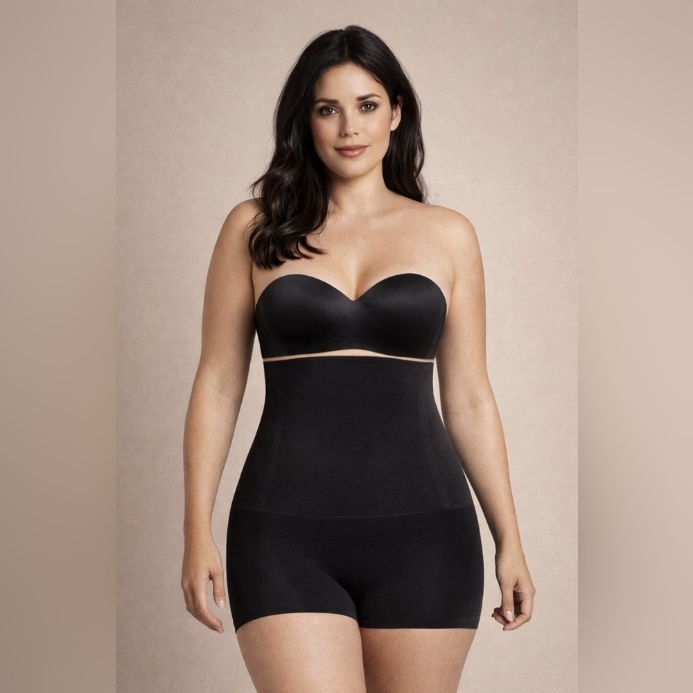 Curveez Signature Control High Waist Boyshort Sz L Black Shapewear Short CUR3700